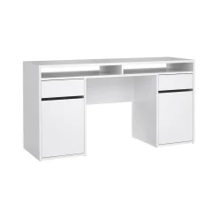 Scrivania Dina, Scrittoio multiuso, Tavolo per ufficio porta PC, Piano di lavoro, 48x149 h77 cm, Bianco<Dmora Cheap