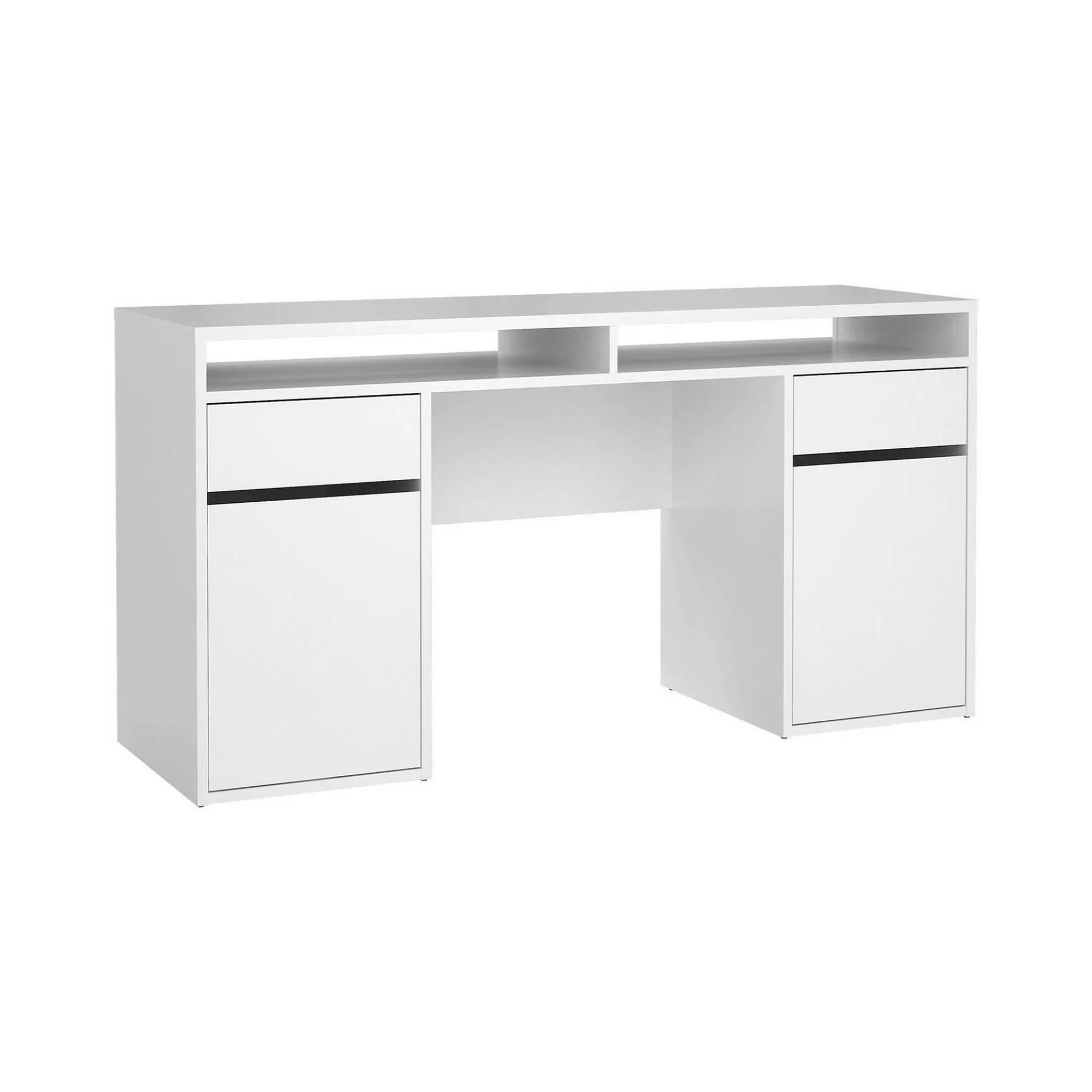 Scrivania Dina, Scrittoio multiuso, Tavolo per ufficio porta PC, Piano di lavoro, 48x149 h77 cm, Bianco<Dmora Cheap