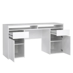 Scrivania Dina, Scrittoio multiuso, Tavolo per ufficio porta PC, Piano di lavoro, 48x149 h77 cm, Bianco<Dmora Cheap