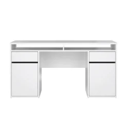Scrivania Dina, Scrittoio multiuso, Tavolo per ufficio porta PC, Piano di lavoro, 48x149 h77 cm, Bianco<Dmora Cheap