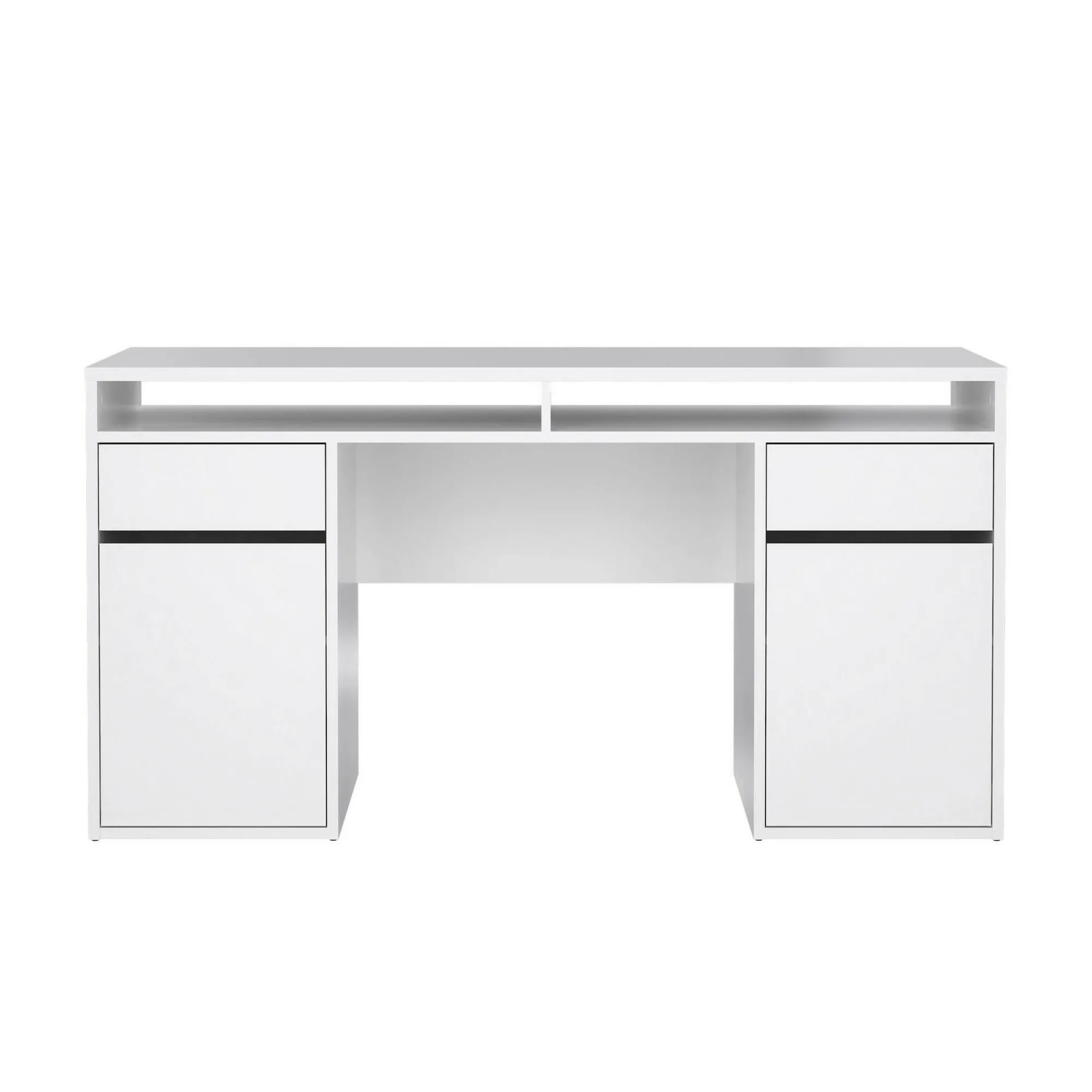 Scrivania Dina, Scrittoio multiuso, Tavolo per ufficio porta PC, Piano di lavoro, 48x149 h77 cm, Bianco<Dmora Cheap