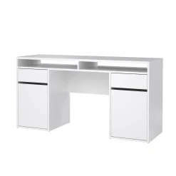Scrivania Dina, Scrittoio multiuso, Tavolo per ufficio porta PC, Piano di lavoro, 48x149 h77 cm, Bianco<Dmora Cheap