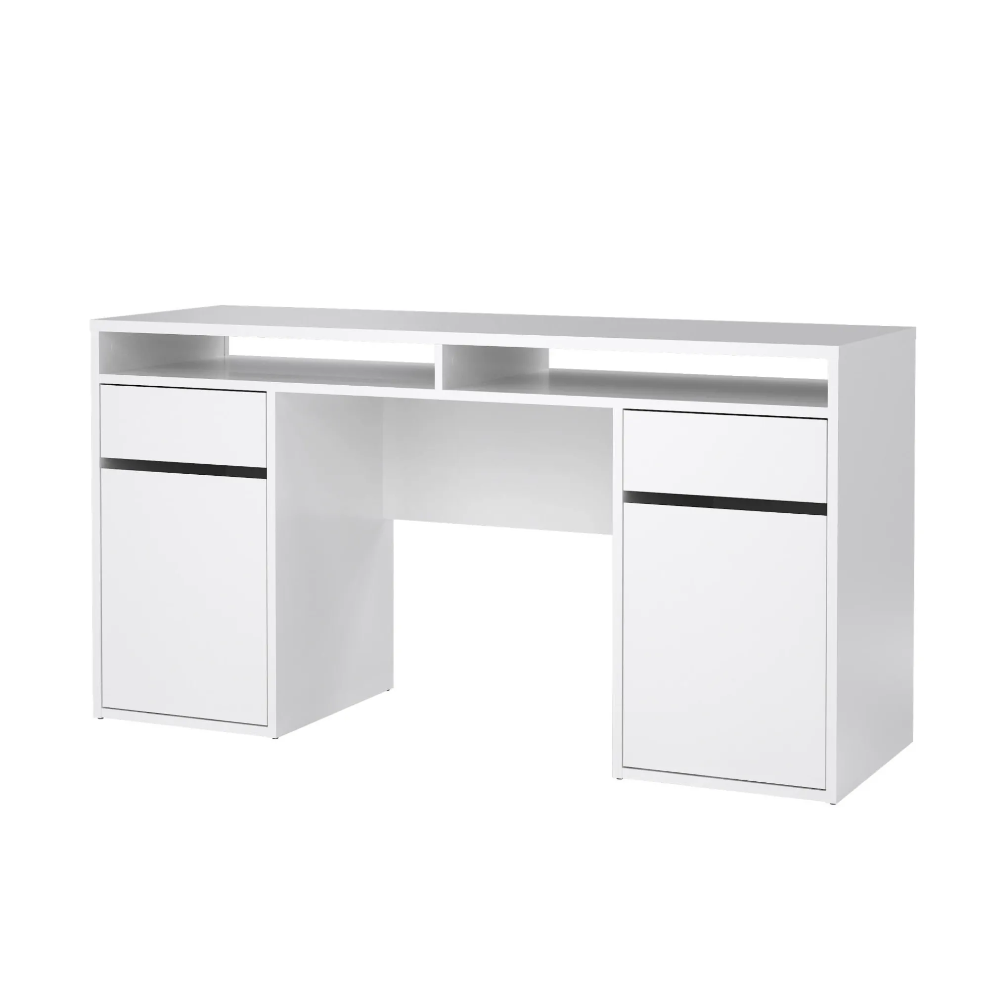 Scrivania Dina, Scrittoio multiuso, Tavolo per ufficio porta PC, Piano di lavoro, 48x149 h77 cm, Bianco<Dmora Cheap