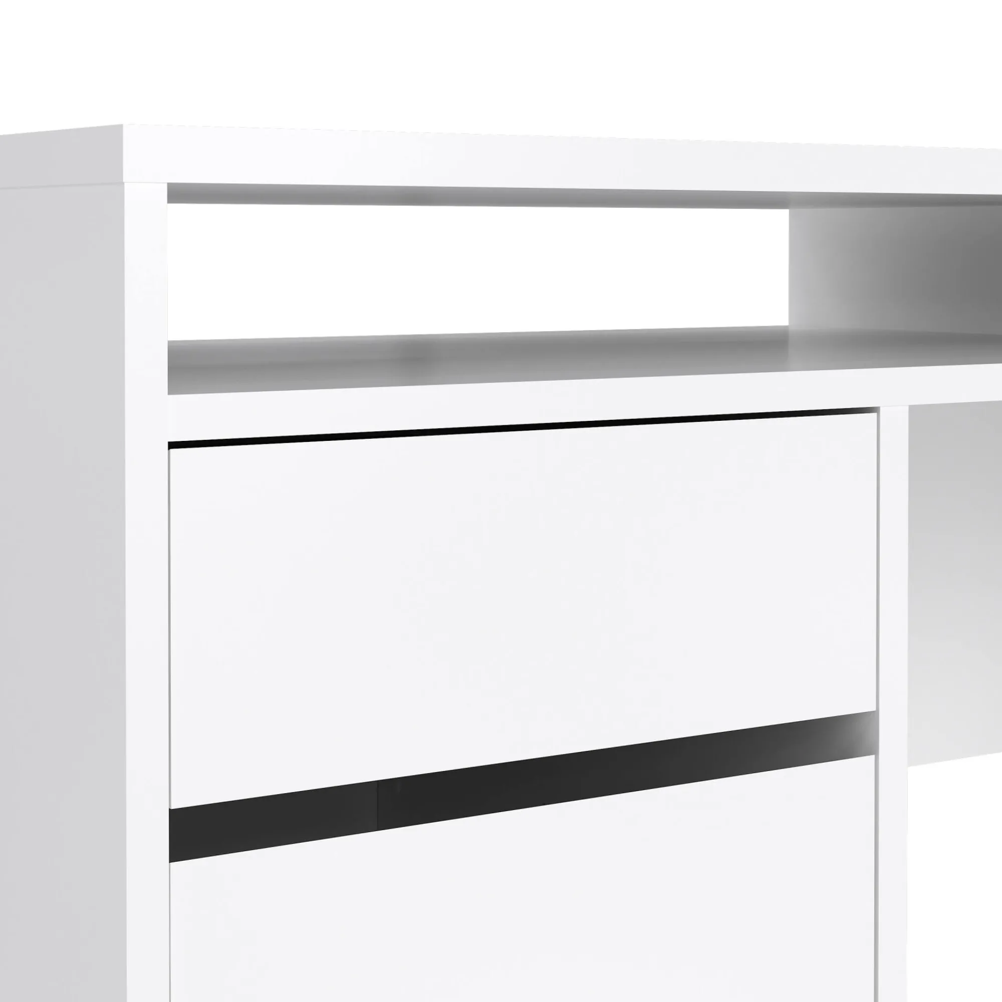 Scrivania Dina, Scrittoio multiuso, Tavolo per ufficio porta PC, Piano di lavoro, 48x149 h77 cm, Bianco<Dmora Cheap