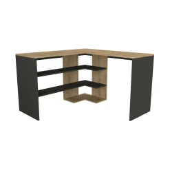Scrivania Dkon, 120x120h74 cm, Quercia e Antracite<Dmora Best Sale