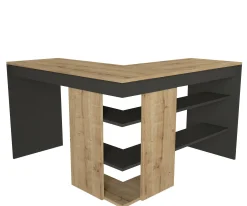 Scrivania Dkon, 120x120h74 cm, Quercia e Antracite<Dmora Best Sale