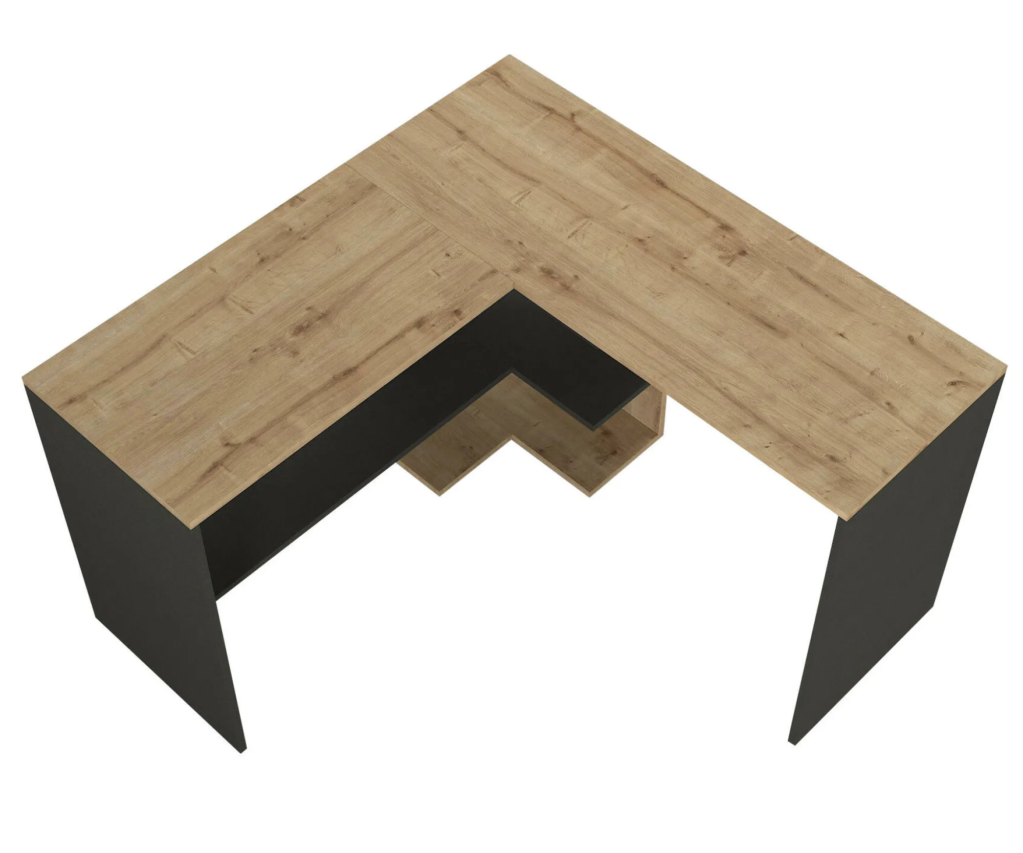 Scrivania Dkon, 120x120h74 cm, Quercia e Antracite<Dmora Best Sale
