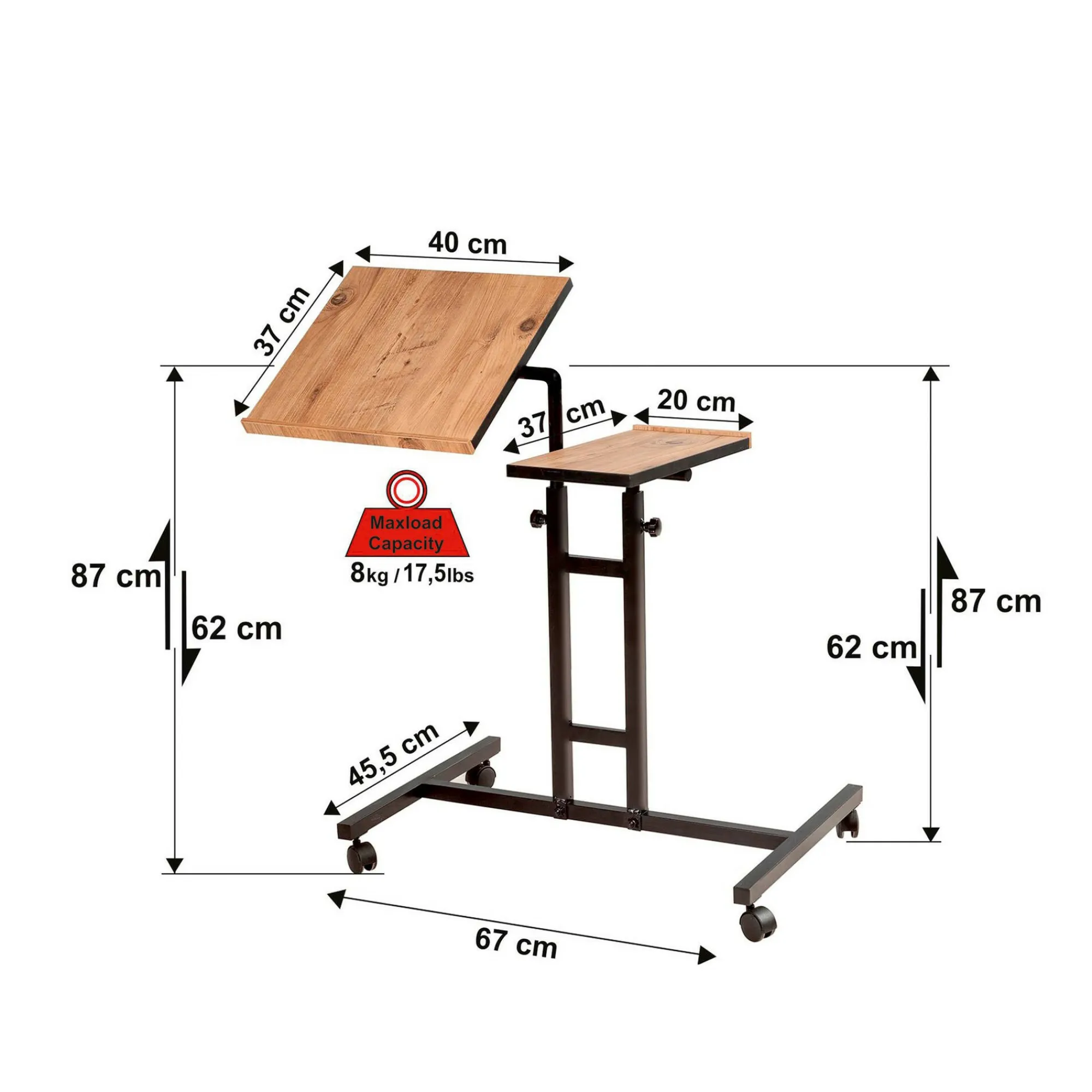 Scrivania Dlantignott, 67x46 h87 cm, Quercia e Nero<Dmora Outlet