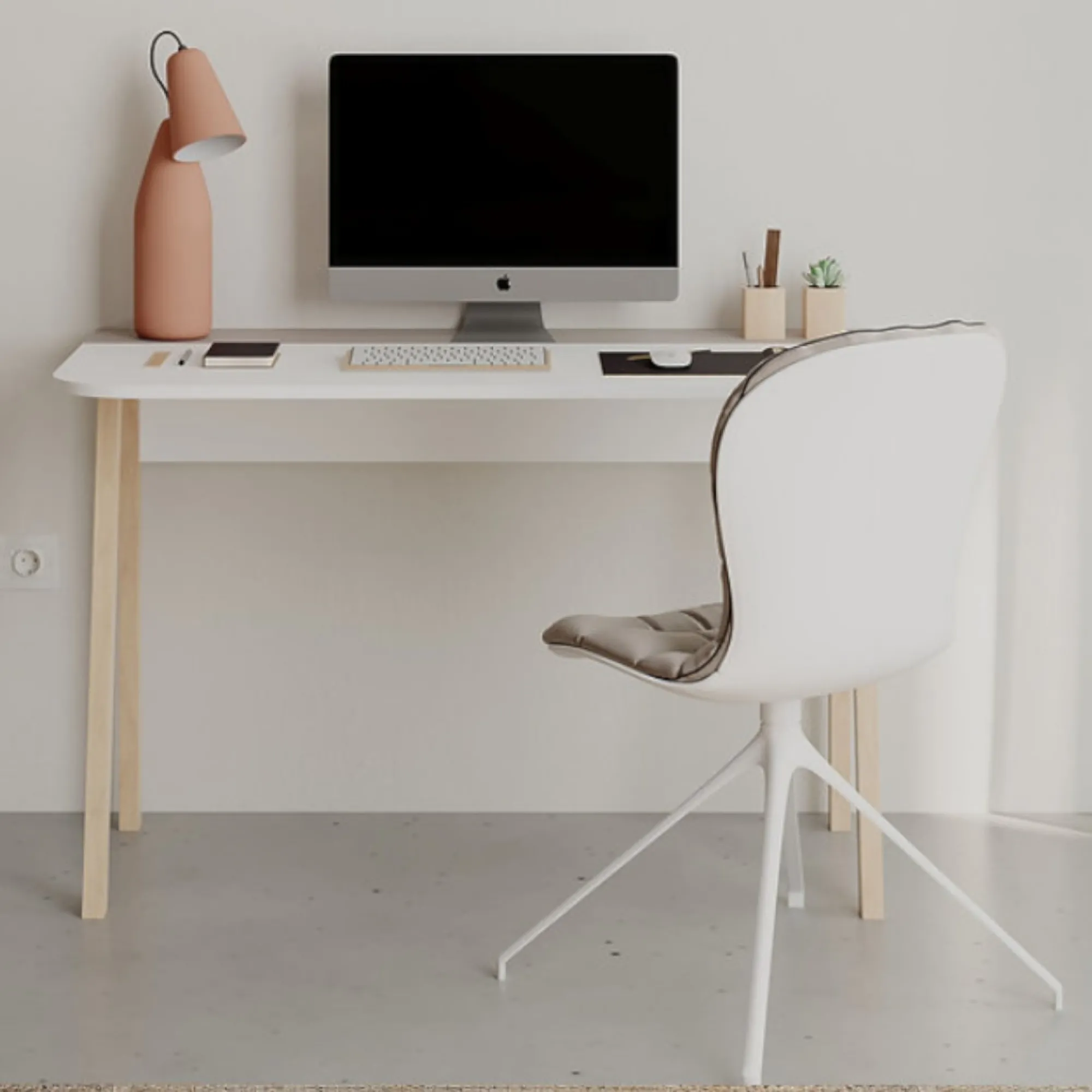 Scrivania Dmaistrell, 120x60 h75 cm, Beige e Bianco<Dmora Discount