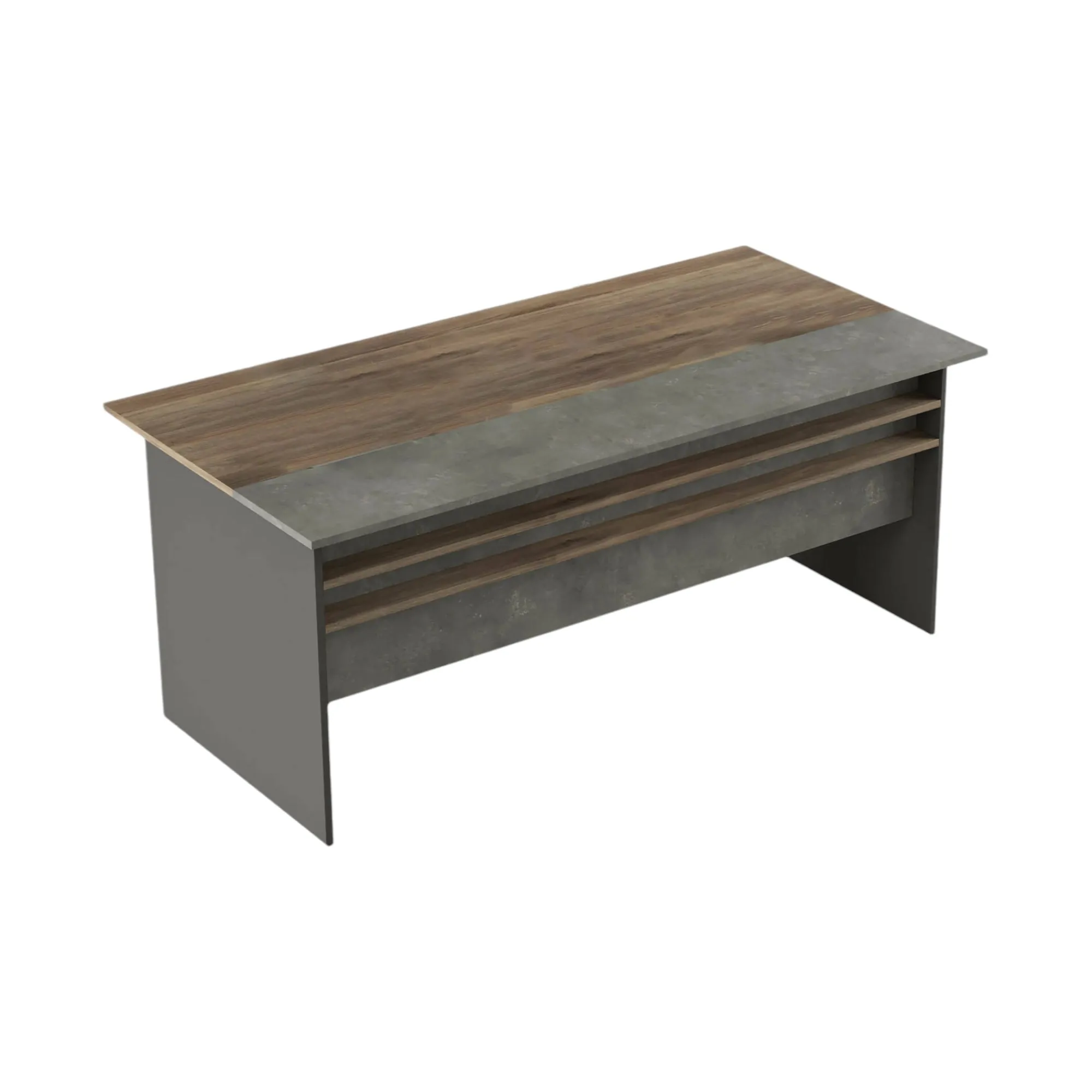 Scrivania Dmartinell, 180x90 h75 cm, Marrone e Grigio<Dmora Discount