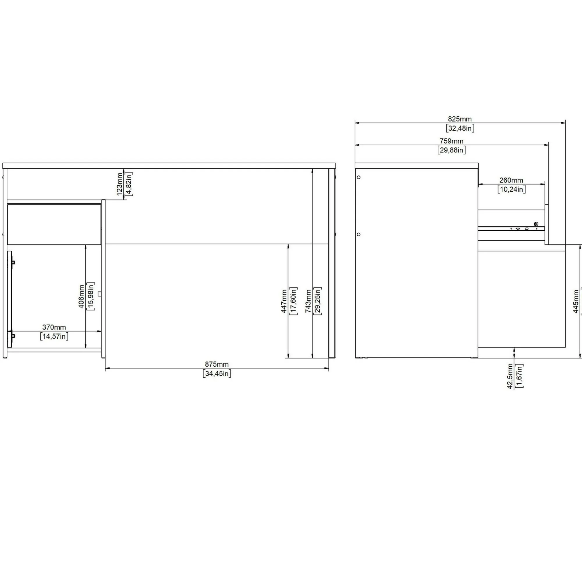 Scrivania Dsaltutt, 48x130 h77 cm, Rovere e Nero<Dmora Best Sale