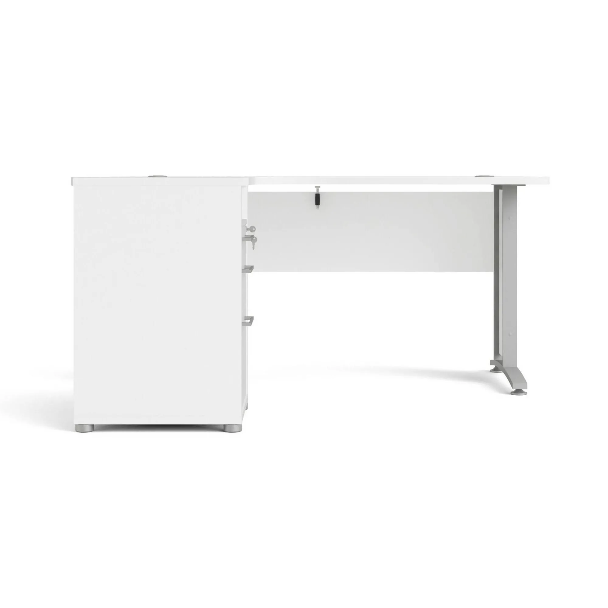Scrivania Dsesi, 151x159 h75 cm, Bianco e Grigio<Dmora Discount