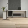 Scrivania Dsoumaor, 200x230 h75 cm, Bianco e Grigio<Dmora New