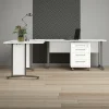 Scrivania Dtardell, 230x200 h75 cm, Bianco e Grigio<Dmora Flash Sale