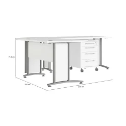 Scrivania Dtardell, 230x200 h75 cm, Bianco e Grigio<Dmora Flash Sale