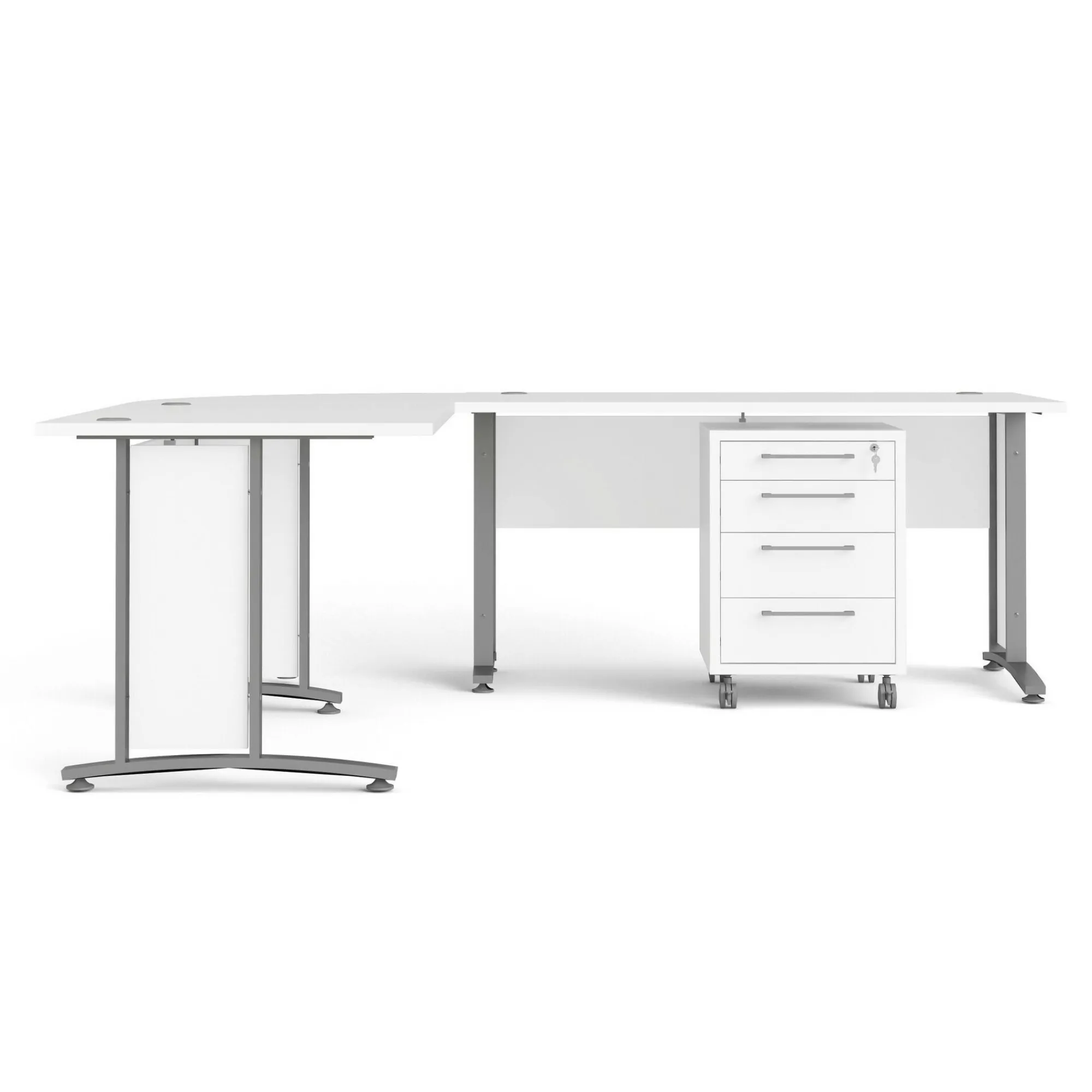 Scrivania Dtardell, 230x200 h75 cm, Bianco e Grigio<Dmora Flash Sale