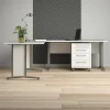 Scrivania Dtardiol, 200x230 h75 cm, Bianco e Grigio<Dmora Store