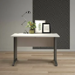Scrivania Dtedesch, 120x80 h75 cm, Bianco e Grigio<Dmora Fashion
