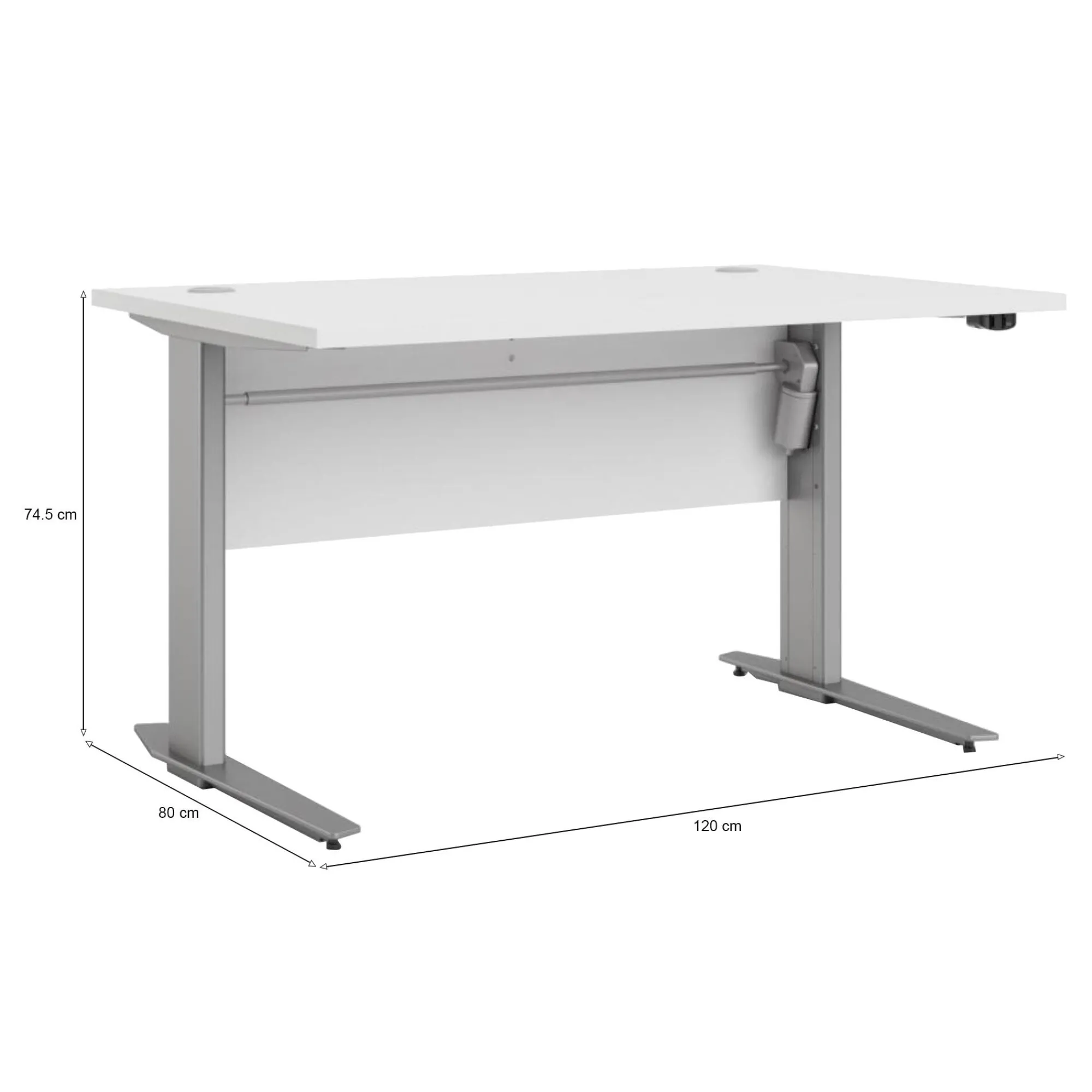 Scrivania Dtedesch, 120x80 h75 cm, Bianco e Grigio<Dmora Fashion