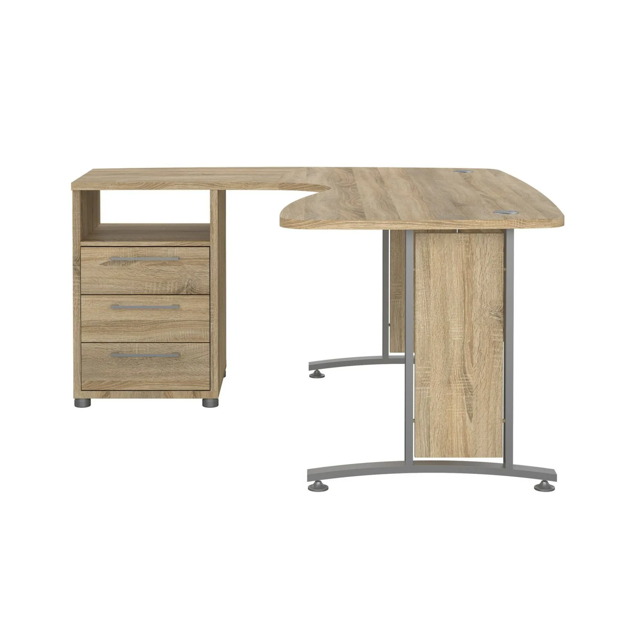 Scrivania Dtedesch, 159x150 h75 cm, Grigio e Quercia<Dmora Clearance