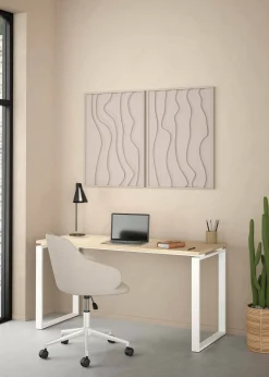 Scrivania Dtumburu, 60x150 h76 cm, Rovere e Bianco<Dmora New