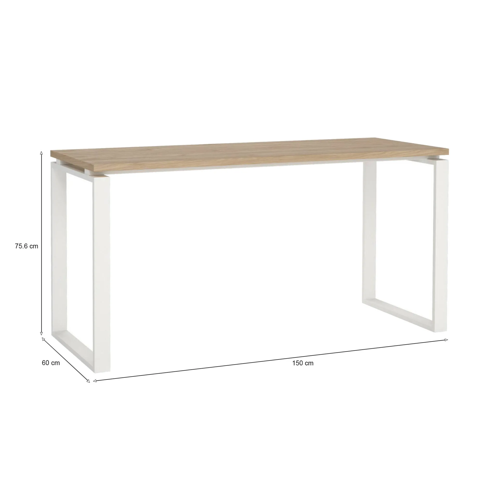 Scrivania Dtumburu, 60x150 h76 cm, Rovere e Bianco<Dmora New