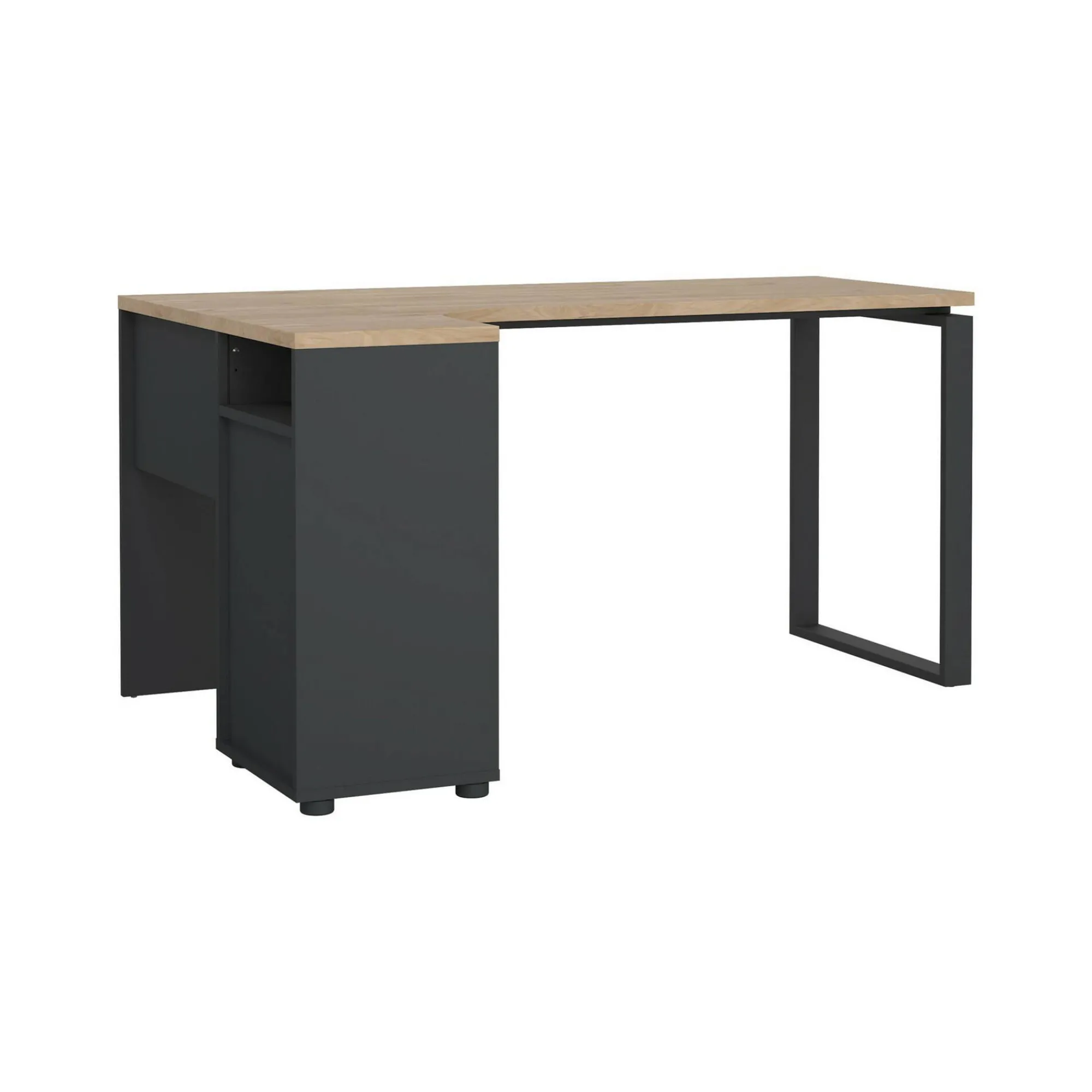 Scrivania Dturc, 100x150 h76 cm, Rovere e Grigio<Dmora Fashion