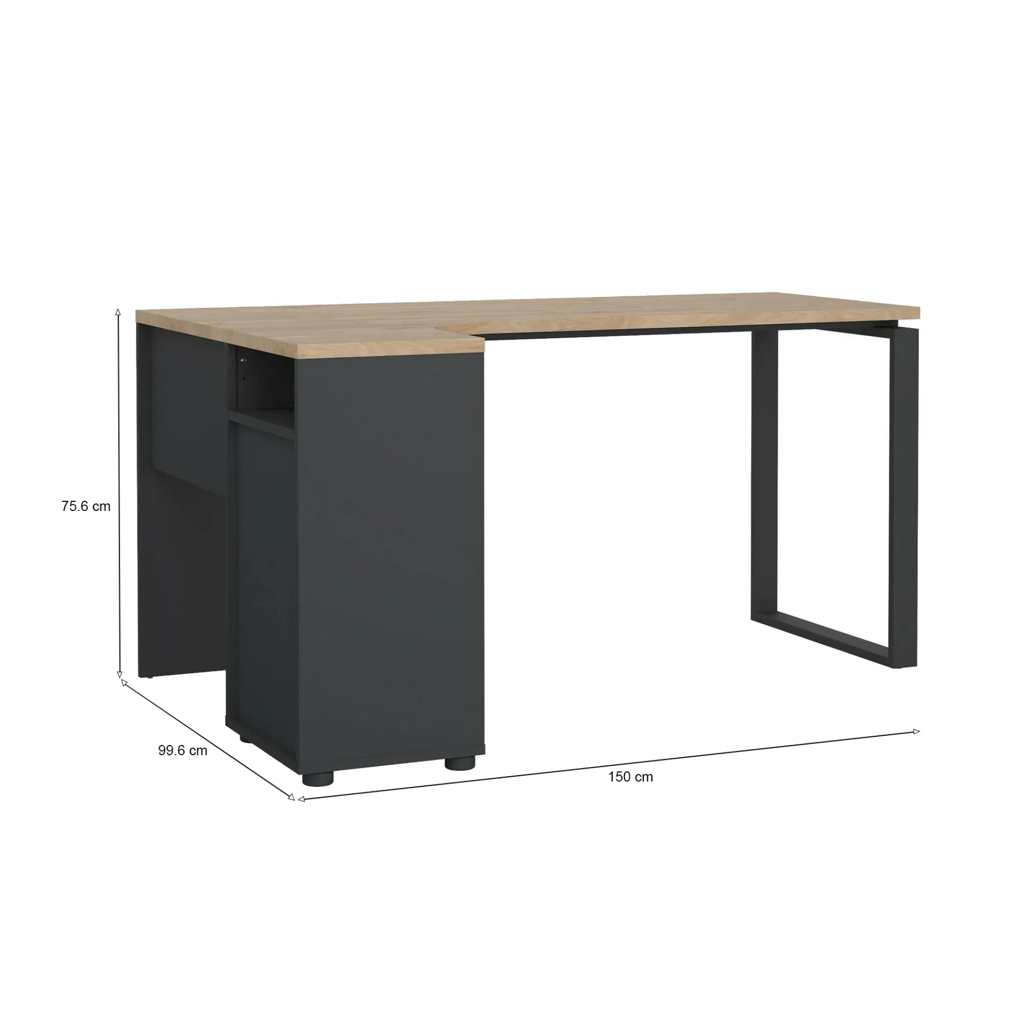Scrivania Dturc, 100x150 h76 cm, Rovere e Grigio<Dmora Fashion