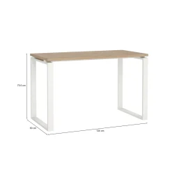 Scrivania Dturch, 60x120 h76 cm, Rovere e Bianco<Dmora Store