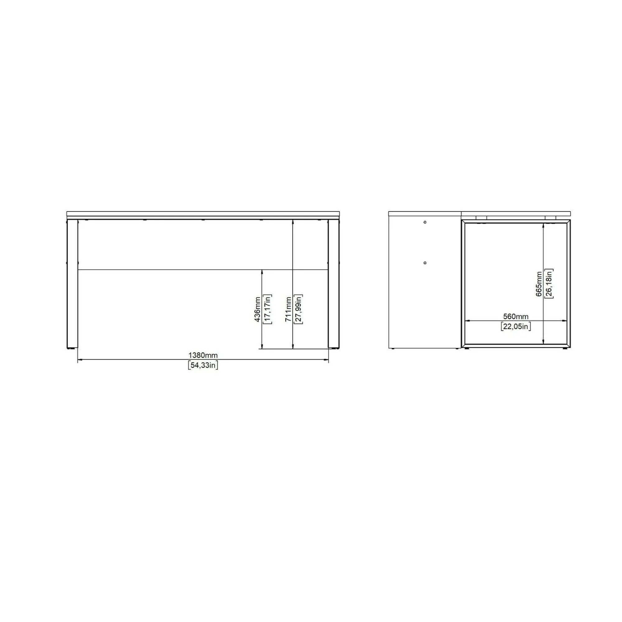 Scrivania Dturcon, 60x0 h76 cm, Rovere e Bianco<Dmora Best