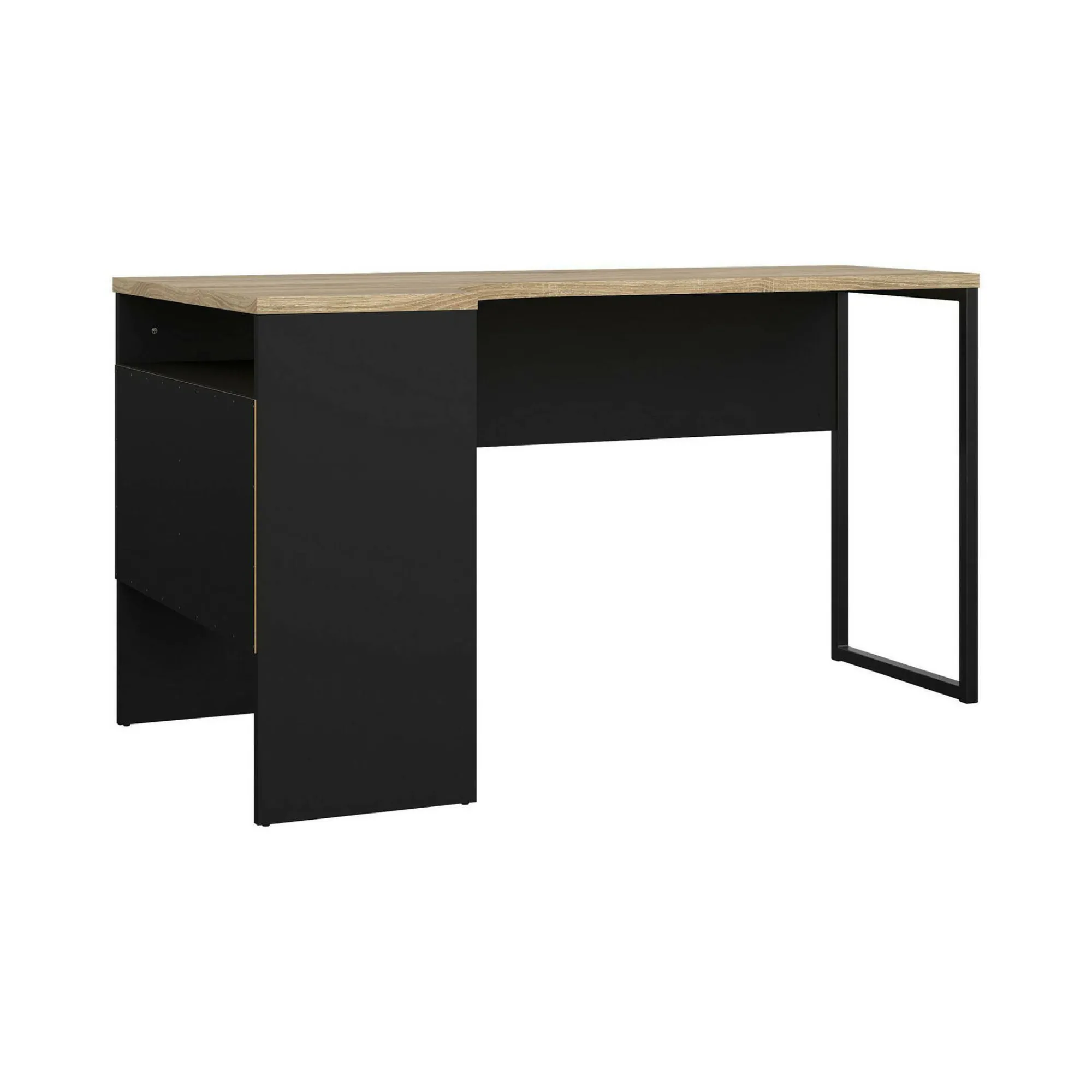 Scrivania Dturr, 145x81 h77 cm, Nero e Quercia<Dmora Cheap
