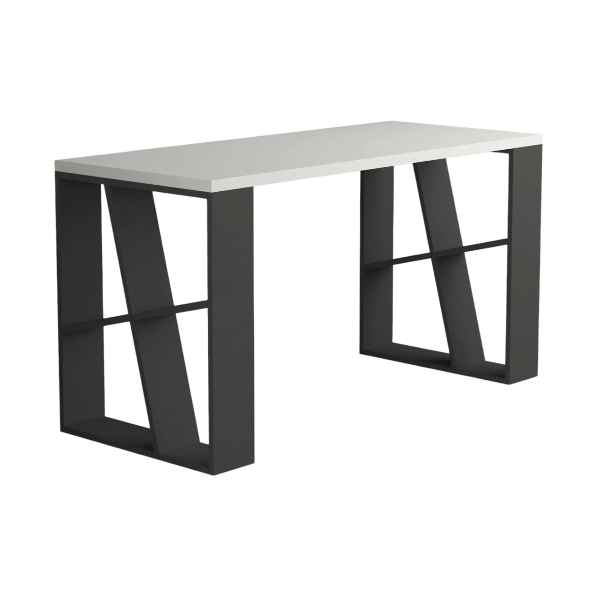 Scrivania Eloi, 140x60 h75 cm, Bianco e Antracite<Dmora Outlet
