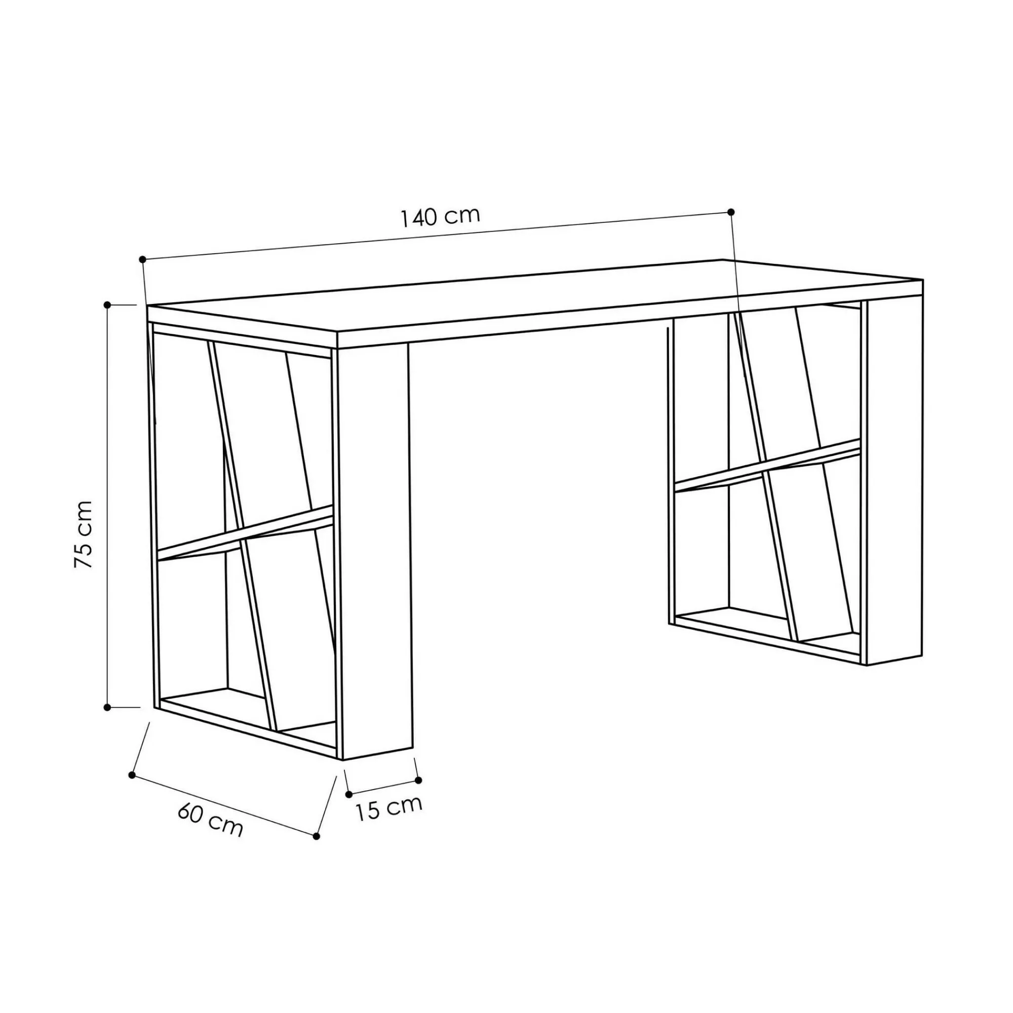 Scrivania Eloi, 140x60 h75 cm, Bianco e Antracite<Dmora Outlet