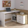 Scrivania Elsa, 130x112h82 cm, Bianco e Rovere Nodi<Dmora Clearance