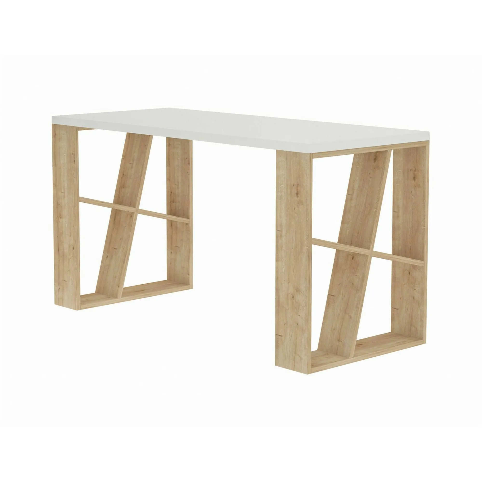 Scrivania Ernestina, 140x60h75 cm, Bianco e Rovere<Dmora Best Sale