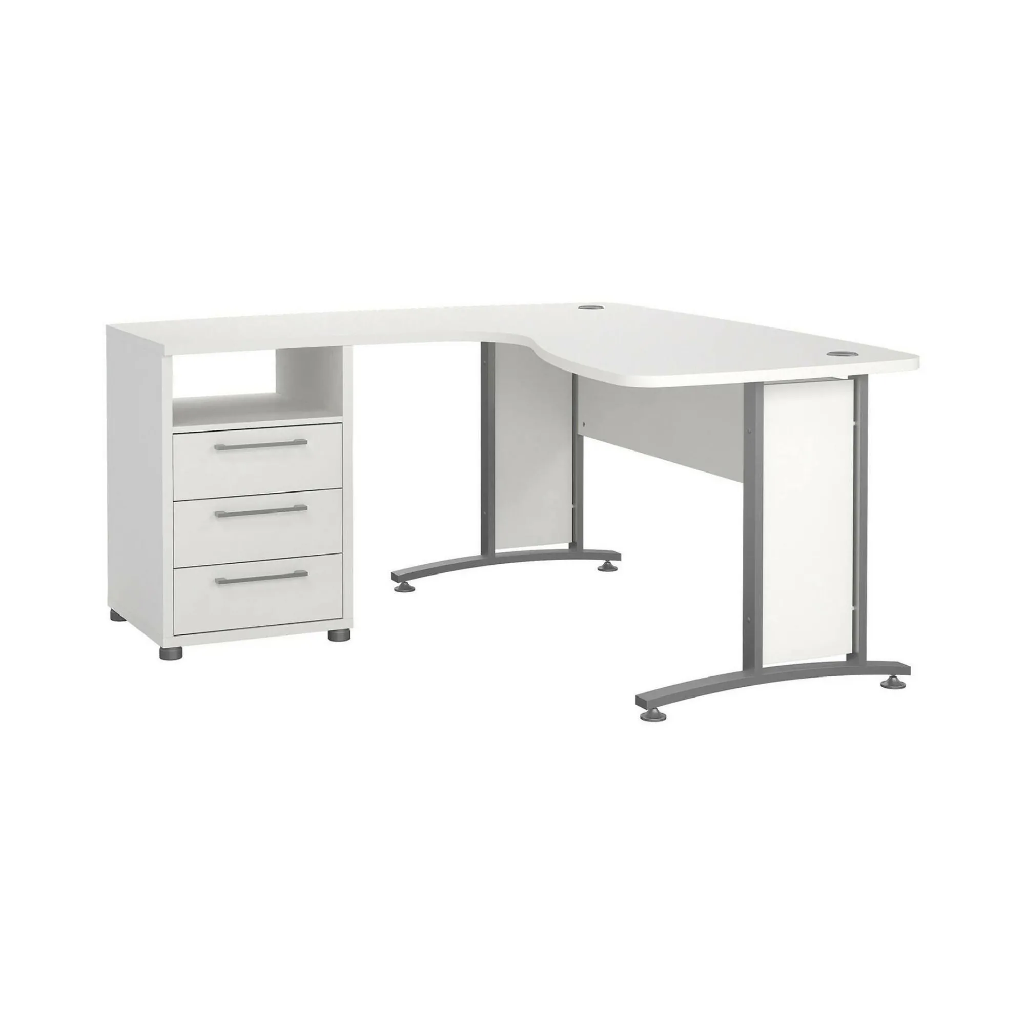 Scrivania Estongch, 159x150 h75 cm, Bianco e Grigio<Dmora Cheap