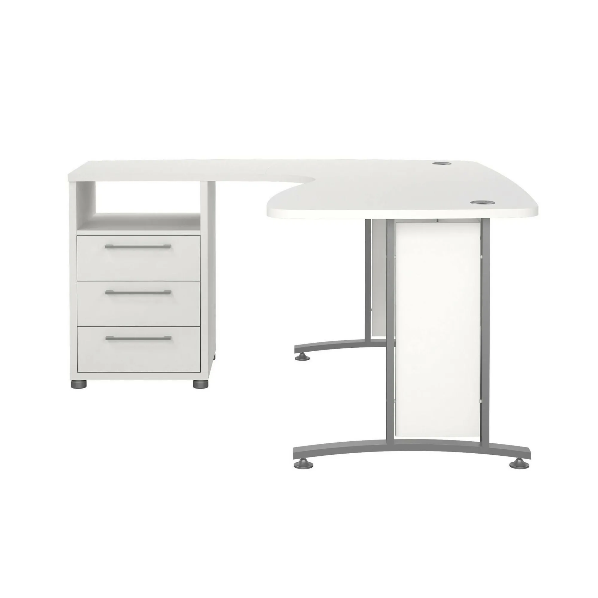 Scrivania Estongch, 159x150 h75 cm, Bianco e Grigio<Dmora Cheap