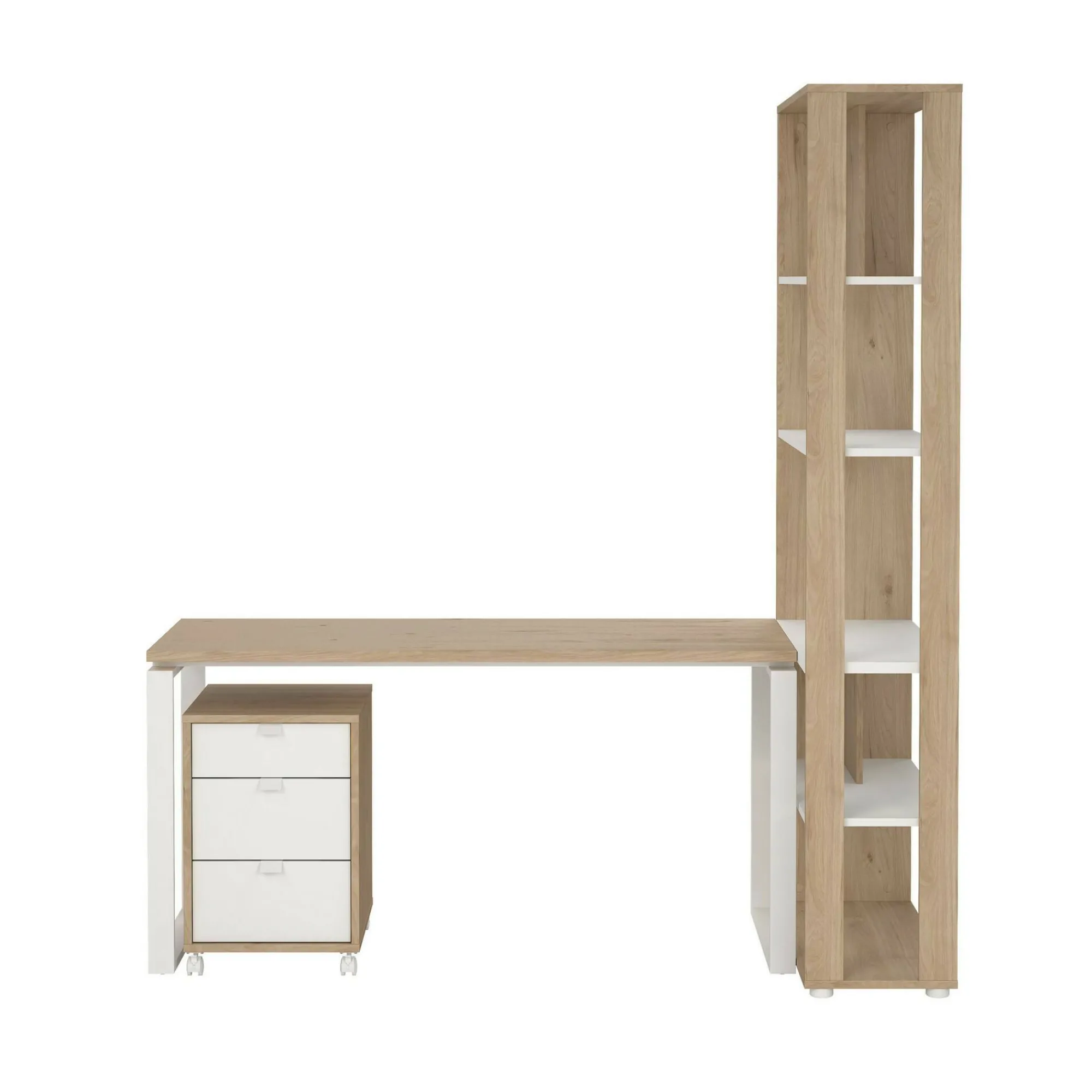 Scrivania Etienne, 80x184 h205 cm, Rovere e Bianco<Dmora Cheap