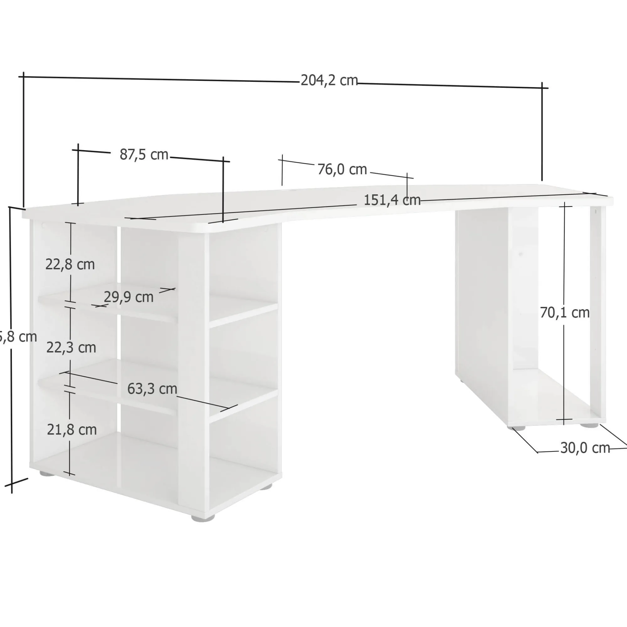 Scrivania Fuhao, 205x91h76 cm,<Dmora Store