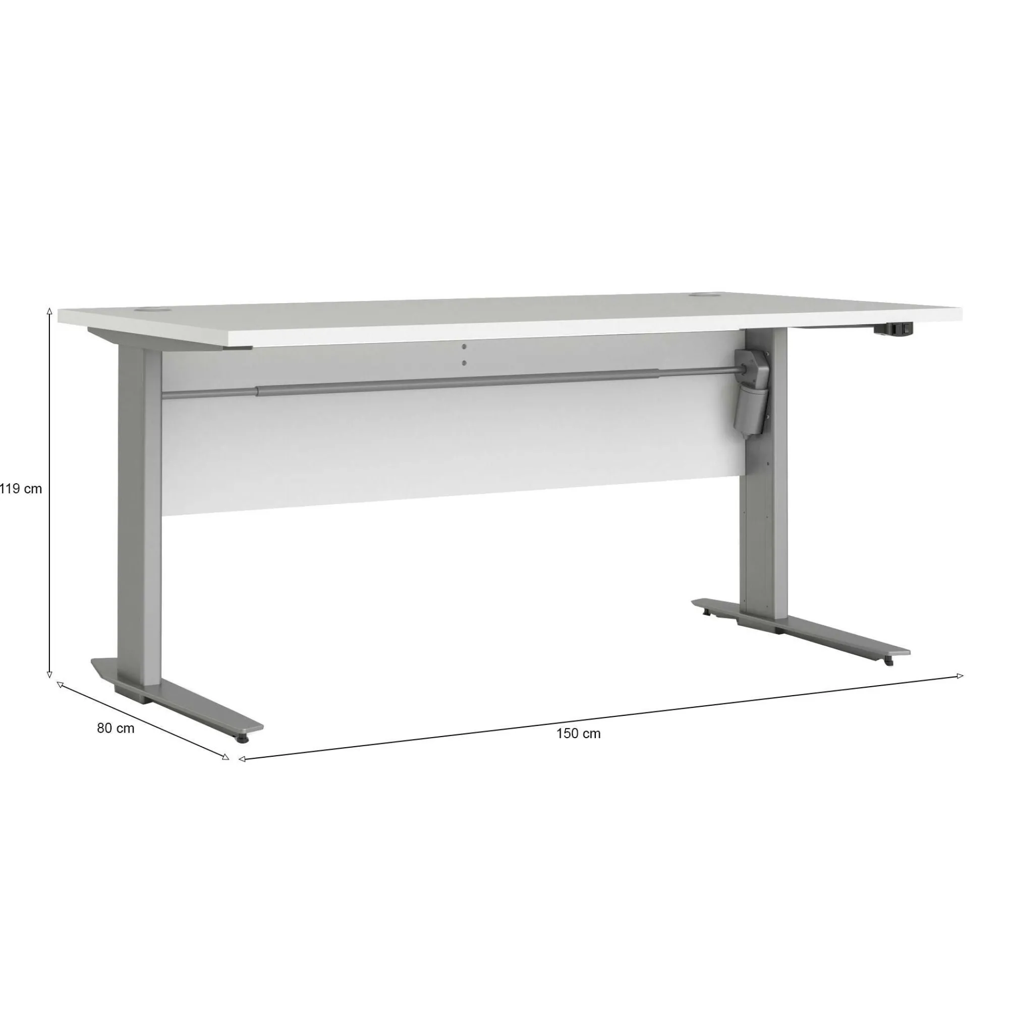 Scrivania Gonu, 150x80 h119 cm, Bianco e Grigio<Dmora Best