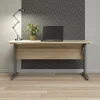 Scrivania Gonu, 150x80 h119 cm, Grigio e Quercia<Dmora Best Sale