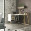 Scrivania Katherine, 145x81 h76 cm, Bianco e Quercia<Dmora New