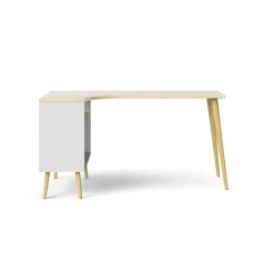 Scrivania Katherine, 145x81 h76 cm, Bianco e Quercia<Dmora New