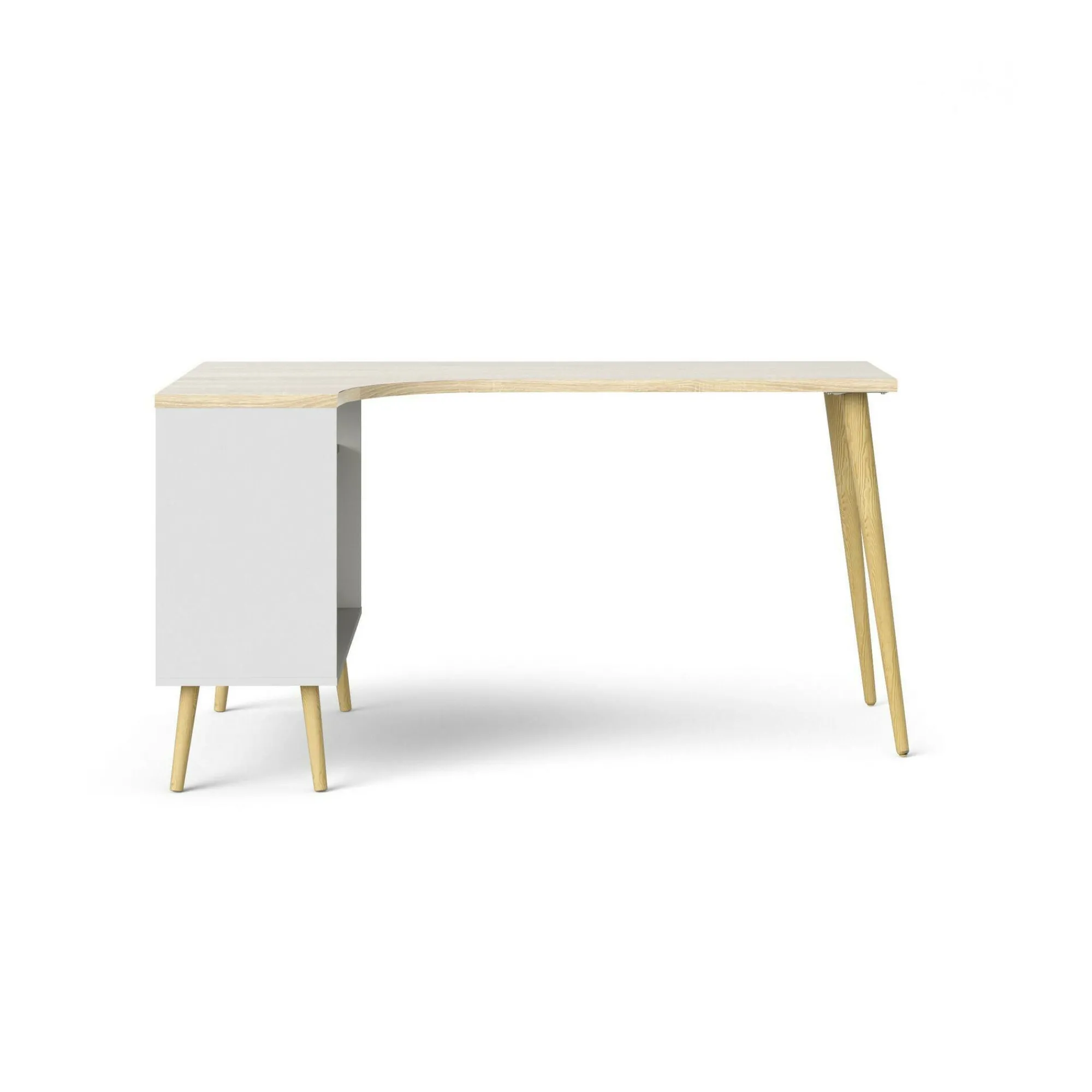 Scrivania Katherine, 145x81 h76 cm, Bianco e Quercia<Dmora New