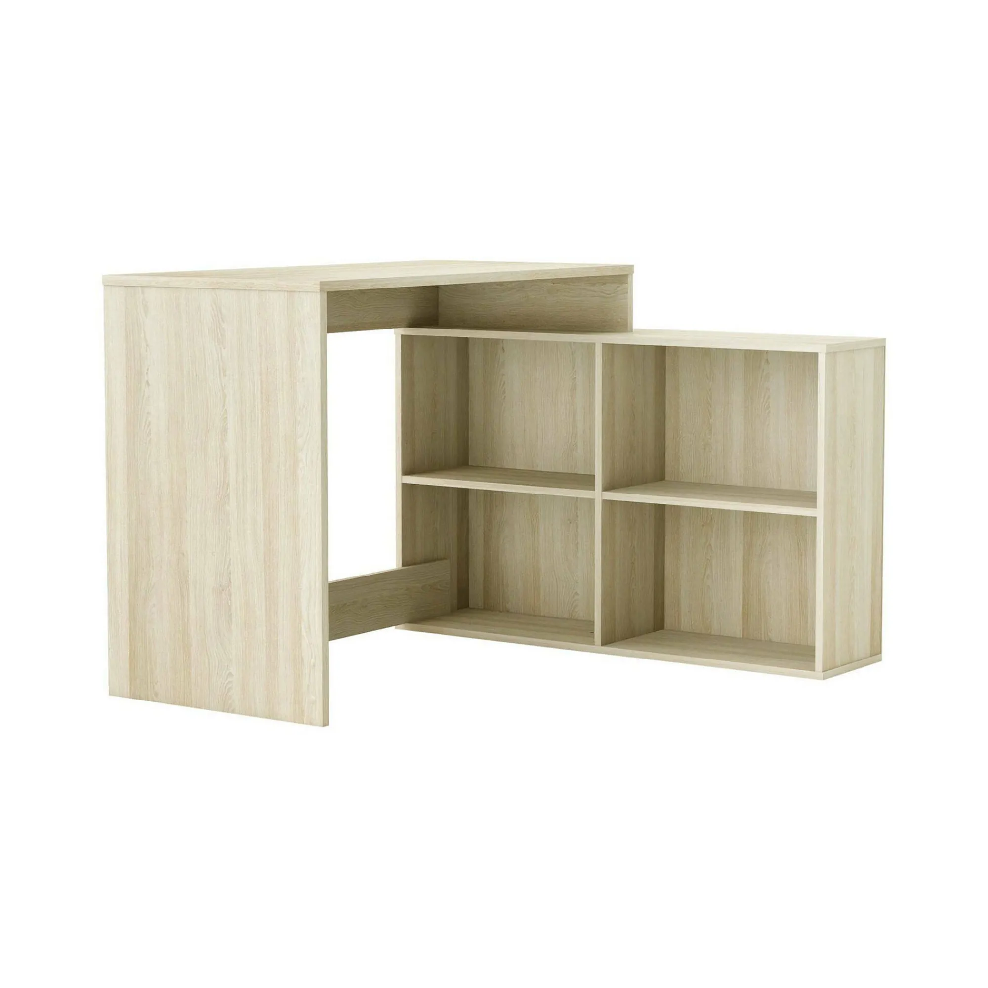 Scrivania Kyarr, 112x101 h77 cm, Rovere e Bianco<Dmora New