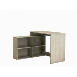 Scrivania Kyarr, 112x101 h77 cm, Rovere e Bianco<Dmora New