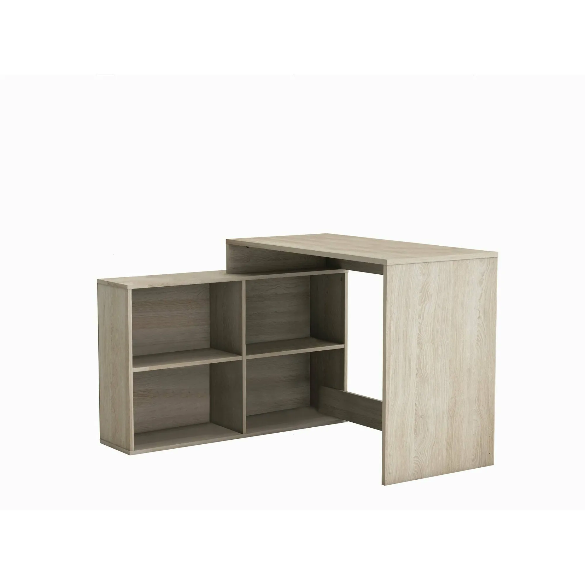 Scrivania Kyarr, 112x101 h77 cm, Rovere e Bianco<Dmora New