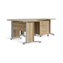 Scrivania Megh, 230x200 h75 cm, Grigio e Quercia<Dmora Cheap