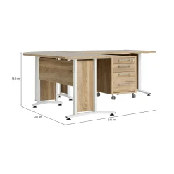 Scrivania Megh, 230x200 h75 cm, Quercia e Bianco<Dmora Online