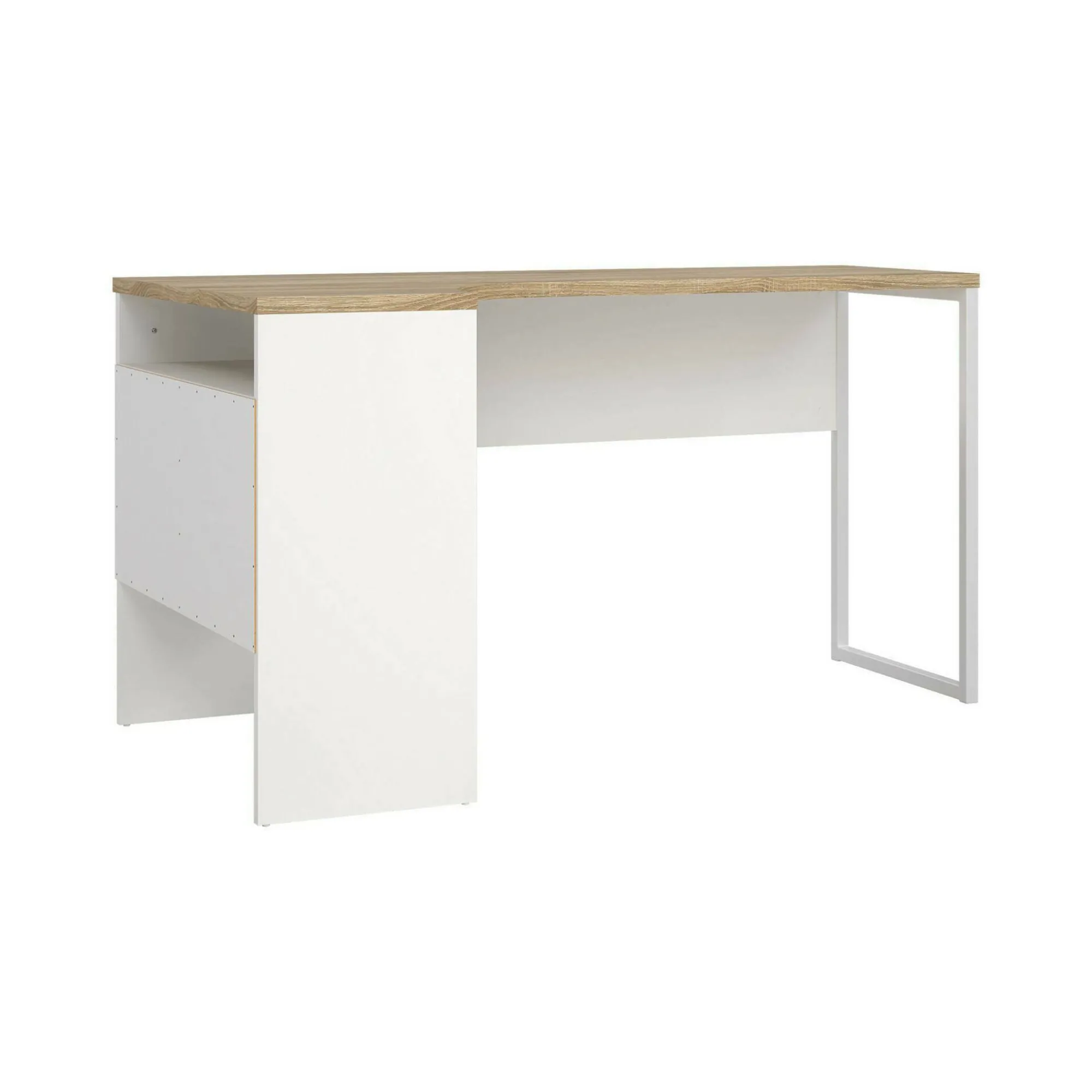 Scrivania Moire, 145x81 h77 cm, Bianco e Quercia<Dmora Best Sale